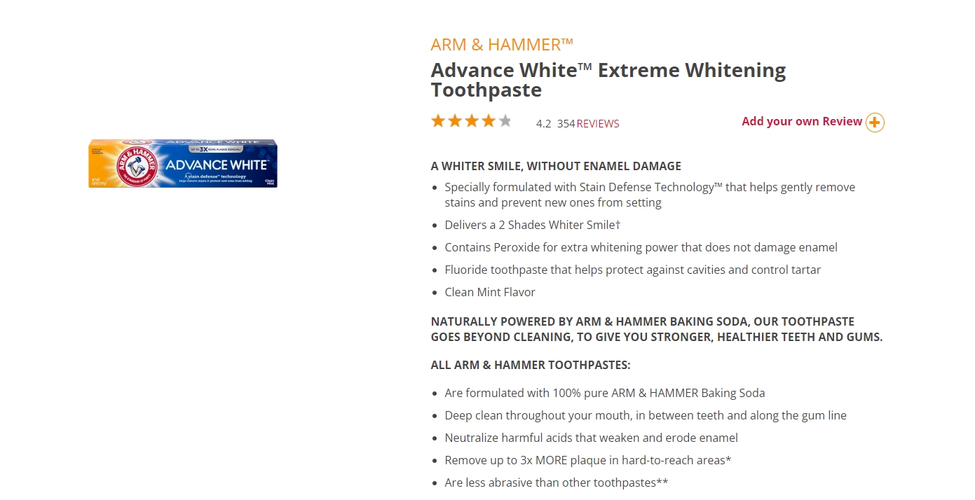 Arm & Hammer Advance White Экстремальное отбеливание